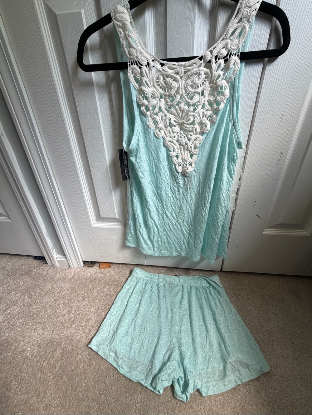 Rene Rofe Mint Lace-Back Tank & Shorts Sleep Set - Picture 2 of 4